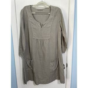 Cut Loose Linen Tunic Dress Medium Gray Lagenlook Minimalist Art to Wear Slub